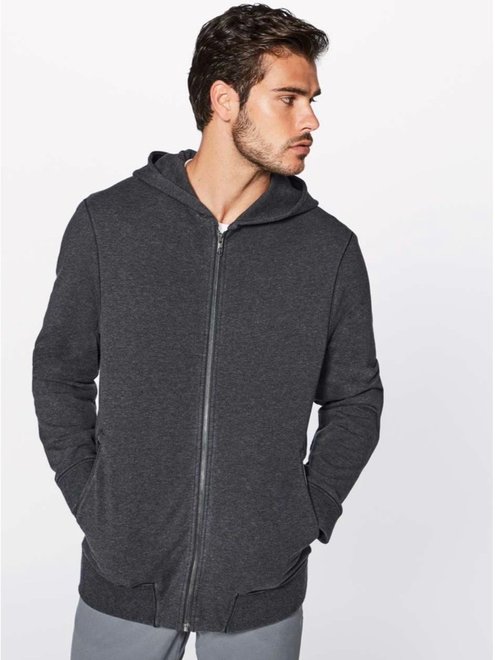 Lululemon Cross Cut Hoodie XL Heathered Black Full Zip Jacket